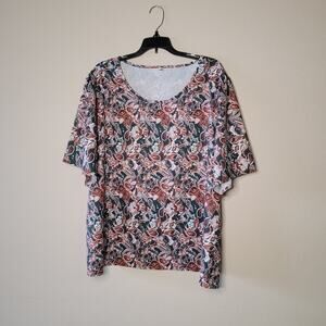 Elegant 4XL Women's Round Neck Paisley Print Shirt